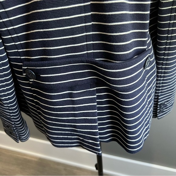 Talbots Navy and White Striped Preppy Nautical Blazer - Picture 6 of 10